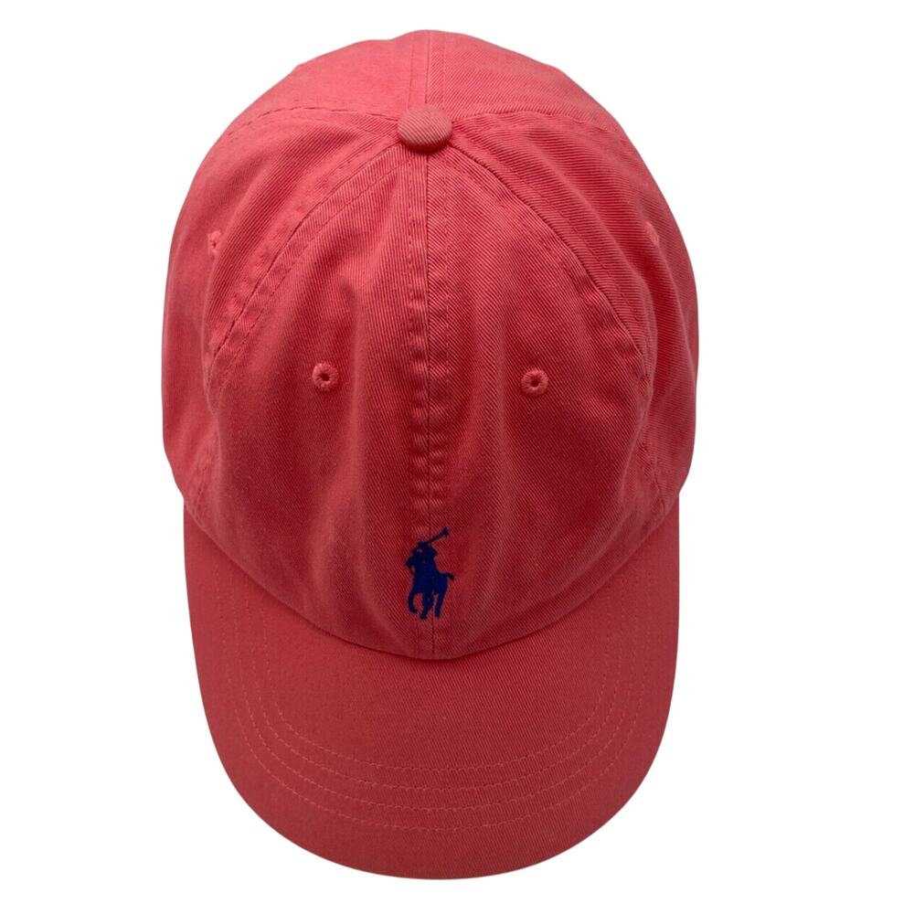 VTG 90s POLO Ralph Lauren Red Dad Hat Strapback Blue Pony Logo Baseball Cap